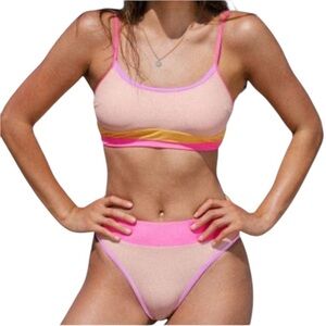 NWT CUPSHE 2 Piece Devine Colorblock High Waisted Bikini Set Size X-Large